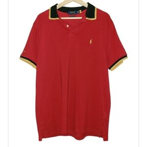 Polo By Ralph Lauren Short Sleeve Polo Shirt Red Yellow Embroidered Sleeve Logo
